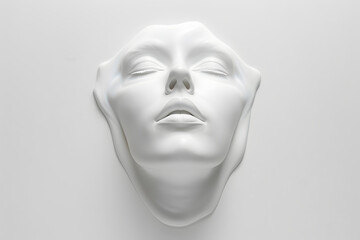 3d white sculpture of woman face with closed eyes isolated on a simple background