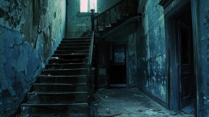 Horror and scary room house old interior halloween theme background wallpaper AI generated image