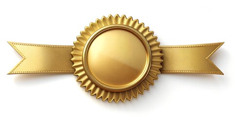 Golden award badge with ribbon on white background Generative By AI