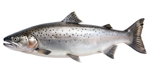 Naklejka premium Atlantic salmon fish isolated on a white background Generative By AI
