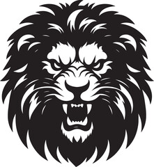 Lion head mascot Silhouette isolated on white background Minimalist lion vector shape icon