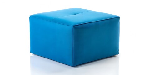 Fototapeta premium blue square pouf isolated on white background Generative AI