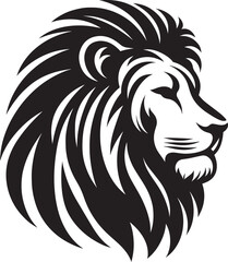 Lion head mascot Silhouette isolated on white background Minimalist lion vector shape icon