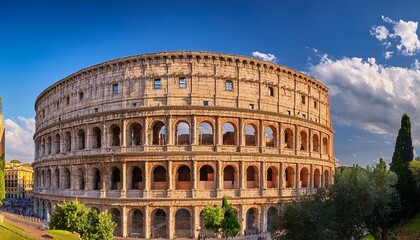 Fototapeta premium summer day sunny sky most famous rome colosseum panorama 4k time lapse italy