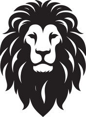 Lion head mascot Silhouette isolated on white background Minimalist lion vector shape icon