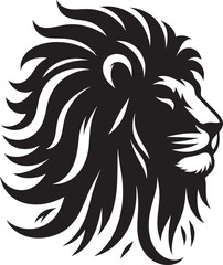 Lion head mascot Silhouette isolated on white background Minimalist lion vector shape icon