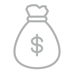 Money Bag Vector Line Grey Icon Design