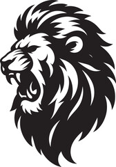 Lion head mascot Silhouette isolated on white background Minimalist lion vector shape icon