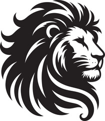 Lion head mascot Silhouette isolated on white background Minimalist lion vector shape icon