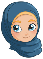 Cute Muslim Girl Cartoon Illustration