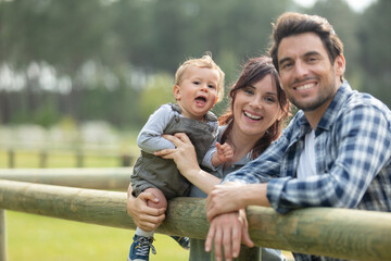 Fototapeta premium happy family at a farm