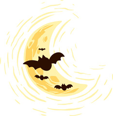 Halloween Moon with Bat