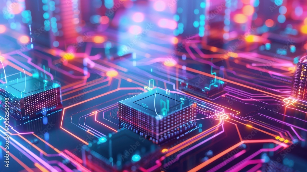 Poster decentralized internet infrastructure with distributed nodes, robust and secure.