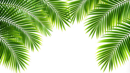 Green Palm Leaf Border. On isolate white background, Clipping path