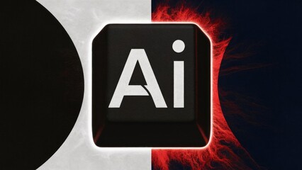 AI I Artificial Intelligence concept: Close up computer key with AI word and symbol. Visualization of machine learning computer technology, industry 4.0