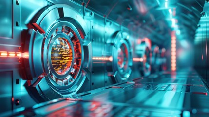 Obraz premium Digital vault with secure data storage concept, secure data storage, data protection