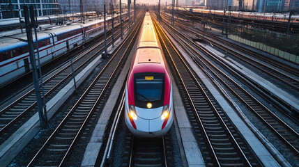 Fototapeta premium Photo of a high-speed train in motion