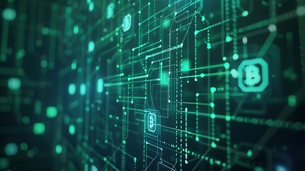 Fototapeta premium Minimalistic Blockchain Interface with Interconnected Nodes and Smart Contracts