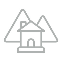 Mountain House Vector Line Grey Icon Design