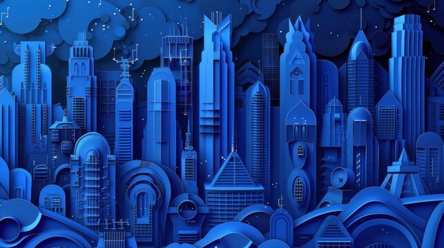Papercut Cityscape at Sunset With Parallax Effect
