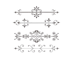 Set of Fancy Decorative Ornamental Lines vector. ai generated