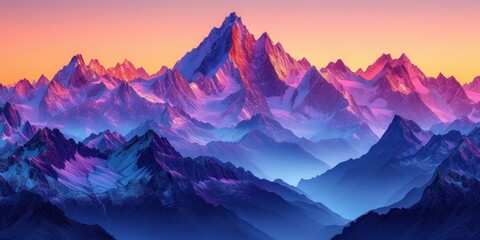 Fototapeta premium Majestic Mountain Peaks at Sunset