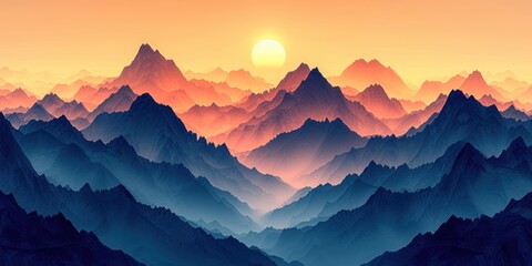 Majestic Mountain Peaks at Sunset