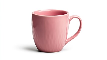A ceramic mug with a unique shape meticulously styled against a clean white background
