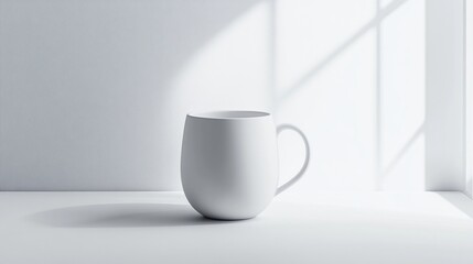 Obraz premium A ceramic mug with a unique shape meticulously styled against a clean white background 
