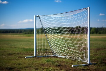 Vintage soccer ball and goalpost. 