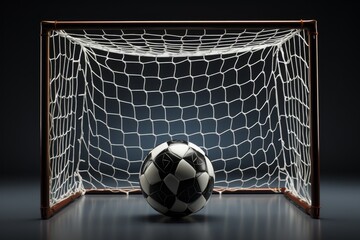 Vintage soccer ball and goalpost. 