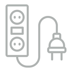 Extension Cord Vector Line Grey Icon Design