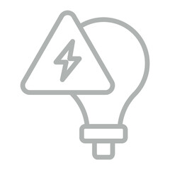 Electrical Danger Sign Vector Line Grey Icon Design