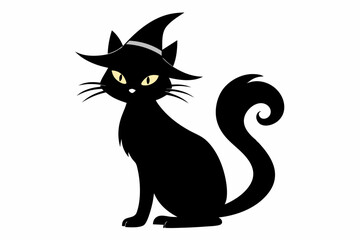 Halloween cat vector illustration, Halloween silhouette vector	