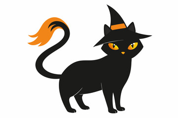 Halloween cat vector illustration, Halloween silhouette vector	