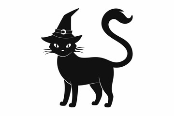 Halloween cat vector illustration, Halloween silhouette vector	