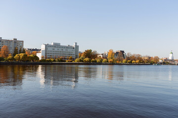 Obraz premium cityscape of Wiborg with bay view