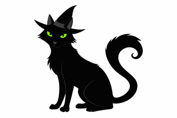 Halloween cat vector illustration, Halloween silhouette vector	