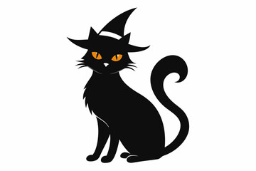 Halloween cat vector illustration, Halloween silhouette vector	