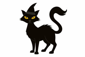 Halloween cat vector illustration, Halloween silhouette vector	