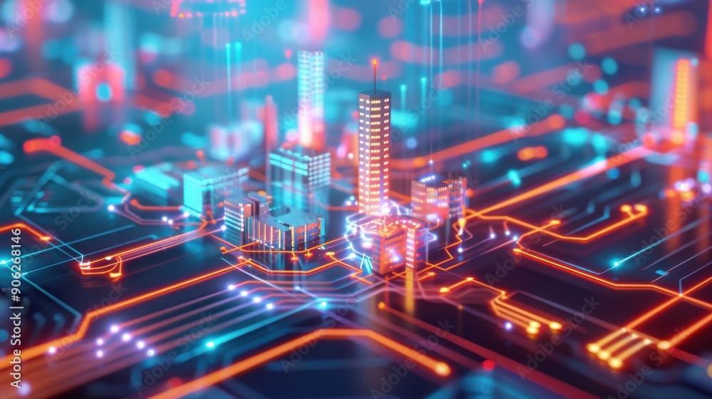 Poster network slicing technology visualized in a 5g network, efficient and customizable.