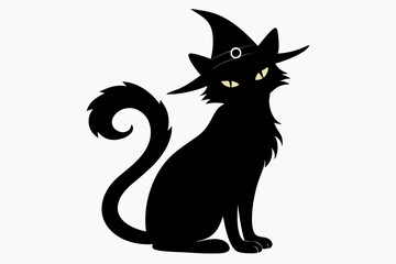 Halloween cat vector illustration, Halloween silhouette vector	