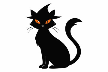 Halloween cat vector illustration, Halloween silhouette vector	