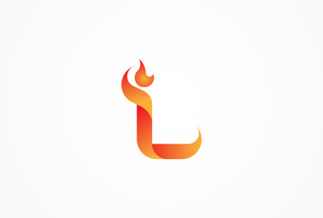 Letter L Flame Logo, letter L with flame combination, usable for and business and company logos, vector illustration