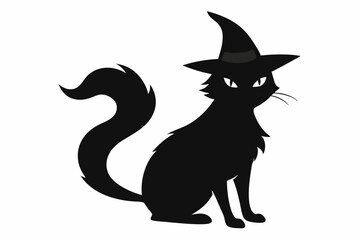 Halloween cat vector illustration, Halloween silhouette vector	