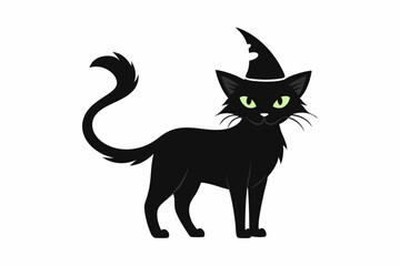 Halloween cat vector illustration, Halloween silhouette vector	