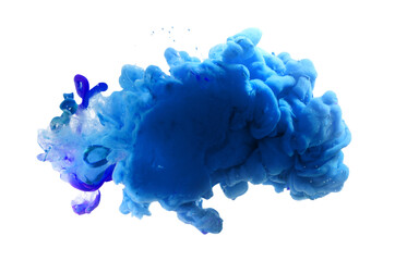 Blue paint splashes isolated on white Blue color smoke  transparent Abstract Png