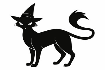 Halloween cat vector illustration, Halloween silhouette vector	