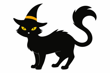 Halloween cat vector illustration, Halloween silhouette vector	