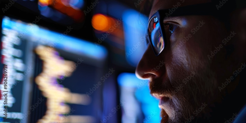 Aufkleber An IT professional analyzing cybersecurity threats on a computer screen, symbolizing data security and protection